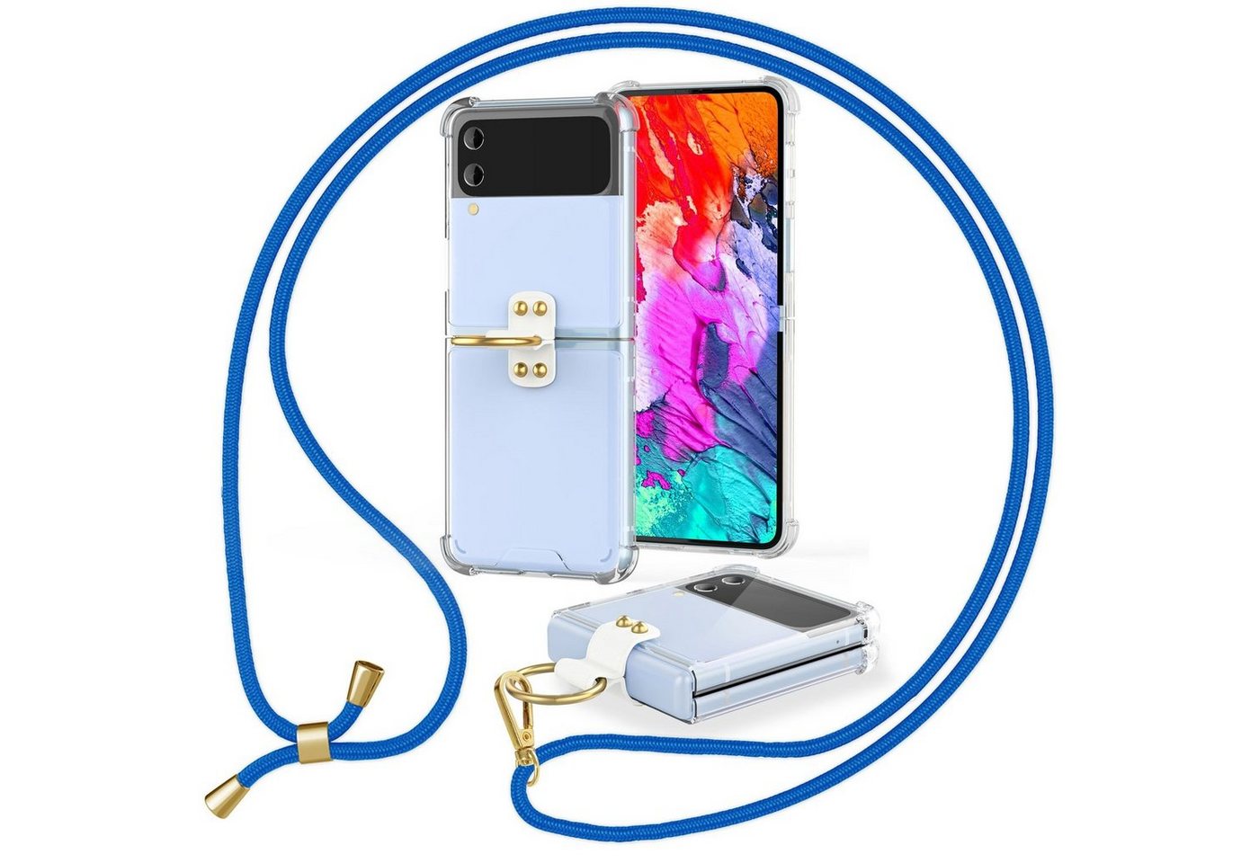 Nalia Backcover Samsung Galaxy Z Flip4, Klare Hülle mit Kette zum Umhängen / Ring als Fingerhalter / Handyband Nalia Backcover Samsung Galaxy Z Flip4, Klare Hülle mit Kette zum Umhängen / Ring als Fingerhalter / Handyband von Nalia