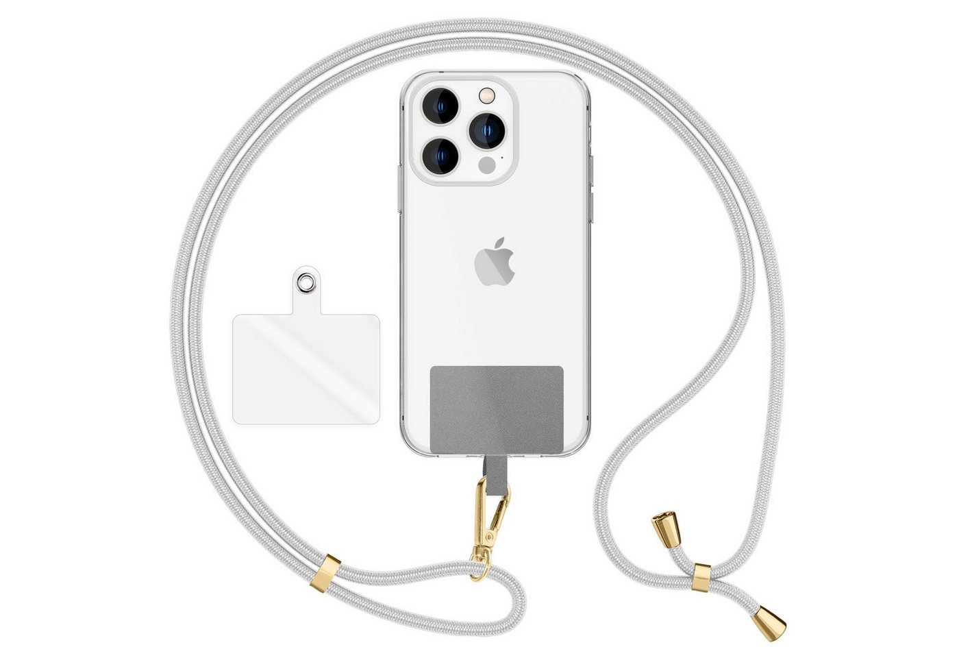 Nalia Handykette Universal Smartphone, Uni Lanyard mit Karabiner (gold) & 2 Pads / 160cm Band / Handykette von Nalia
