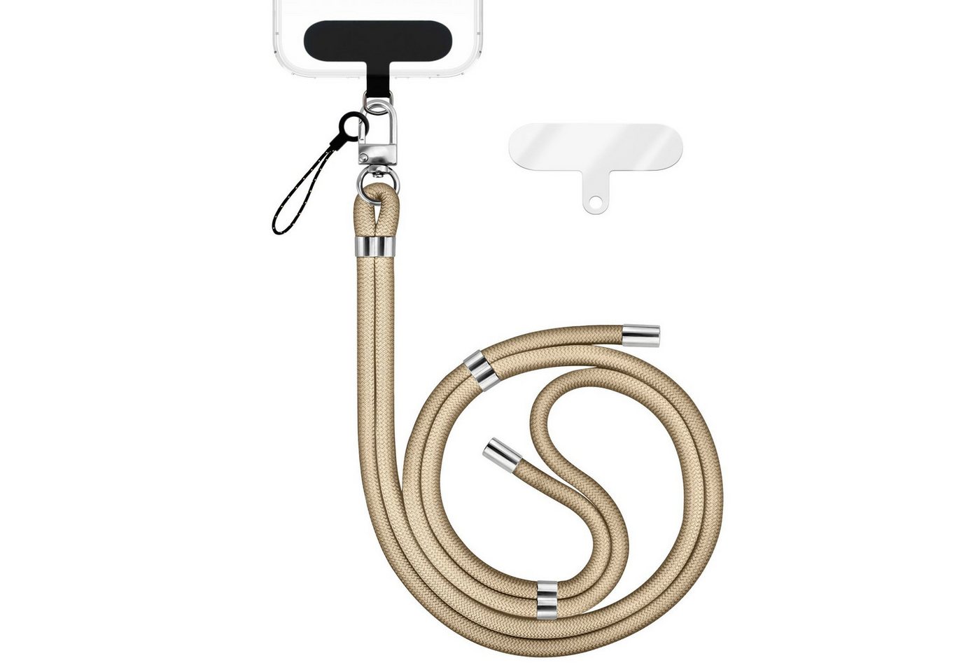 Nalia Handykette Universal Smartphone, Universal Handykette / Karabiner Silber & 2 Pads / Nylon Band Lanyard Nalia Handykette Universal Smartphone, Universal Handykette / Karabiner Silber & 2 Pads / Nylon Band Lanyard von Nalia
