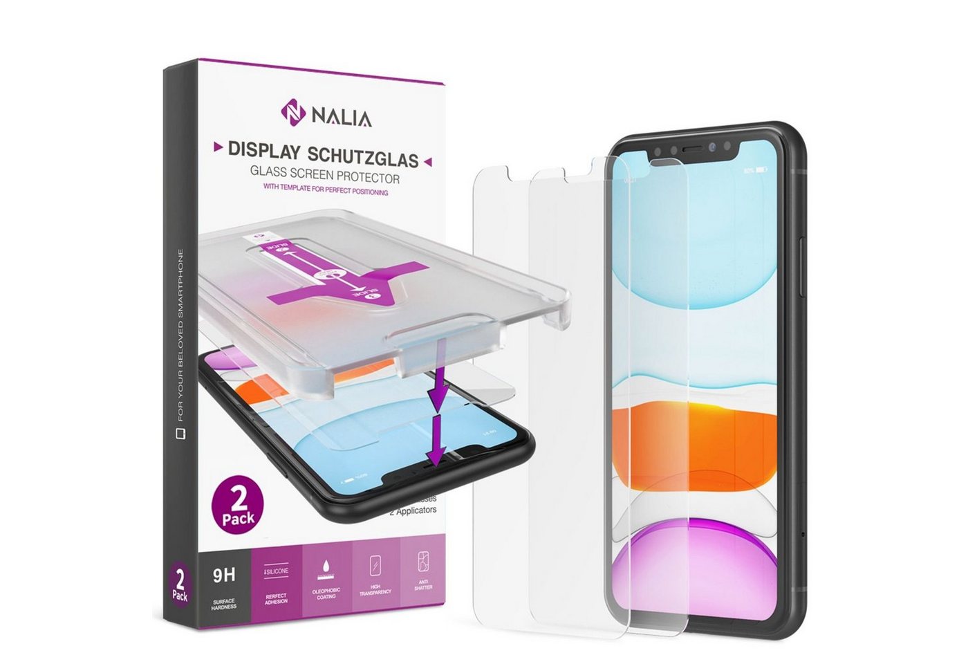 Nalia Schutzfolie Apple iPhone X,Apple iPhone XS,Apple iPhone 11 Pro, 2x Schutzglas & 2x Schablone / Klarer Displayschutz / mit Applikator Nalia Schutzfolie Apple iPhone X,Apple iPhone XS,Apple iPhone 11 Pro, 2x Schutzglas & 2x Schablone / Klarer Displayschutz / mit Applikator von Nalia