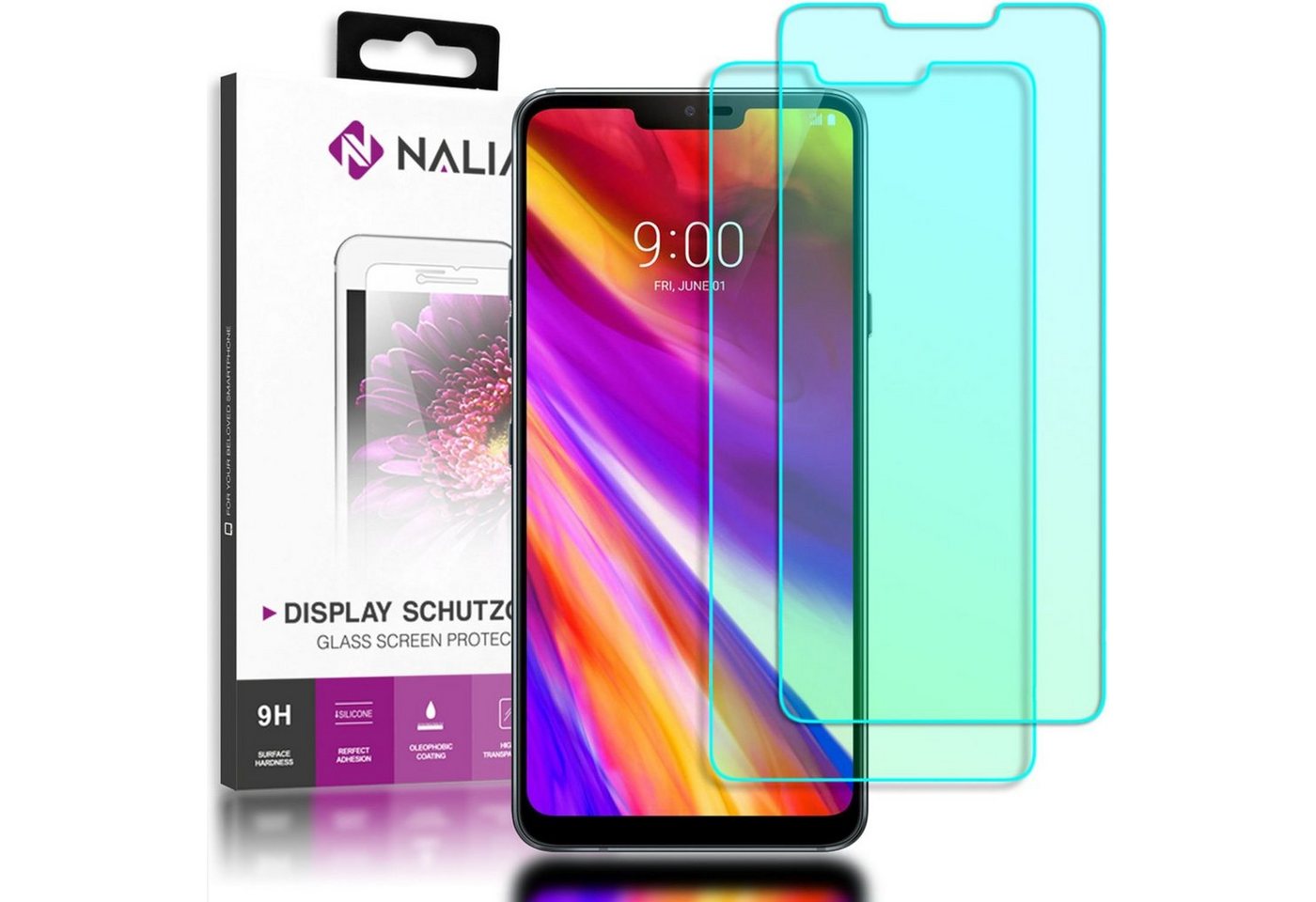 Nalia Schutzfolie LG G7 ThinQ, (2-Pack) Schutzglas von Nalia