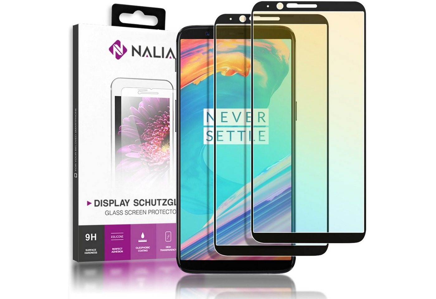 Nalia Schutzfolie OnePlus 5T, (2-Pack) Schutzglas von Nalia