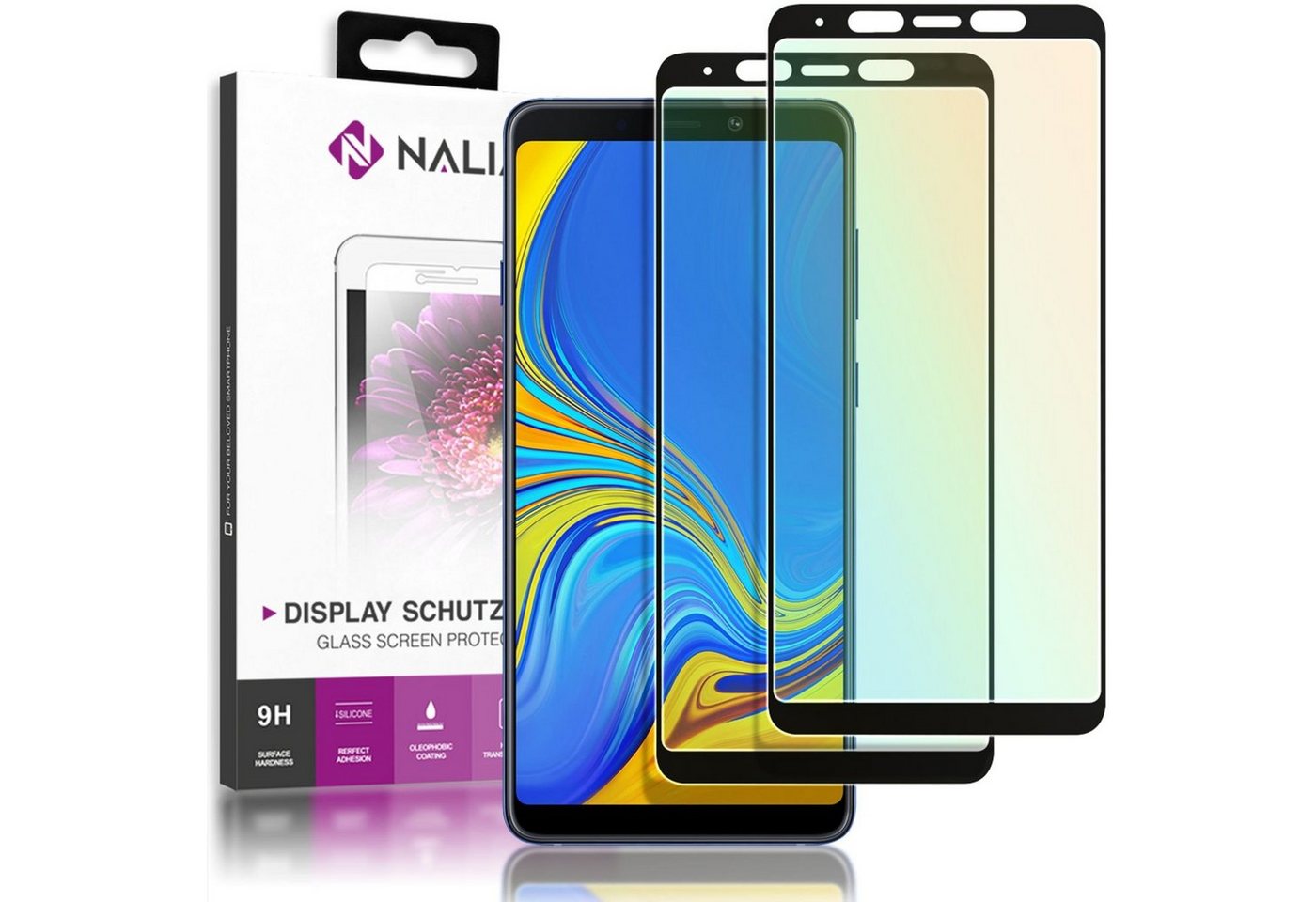 Nalia Schutzfolie Samsung Galaxy A8 (2018), (2-Pack) Schutzglas von Nalia