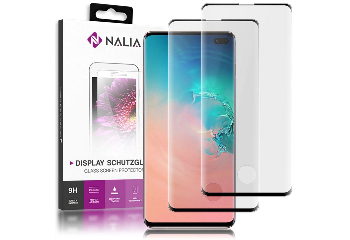 Nalia Schutzfolie Samsung Galaxy S10 Plus, (2-Pack) Schutzglas von Nalia