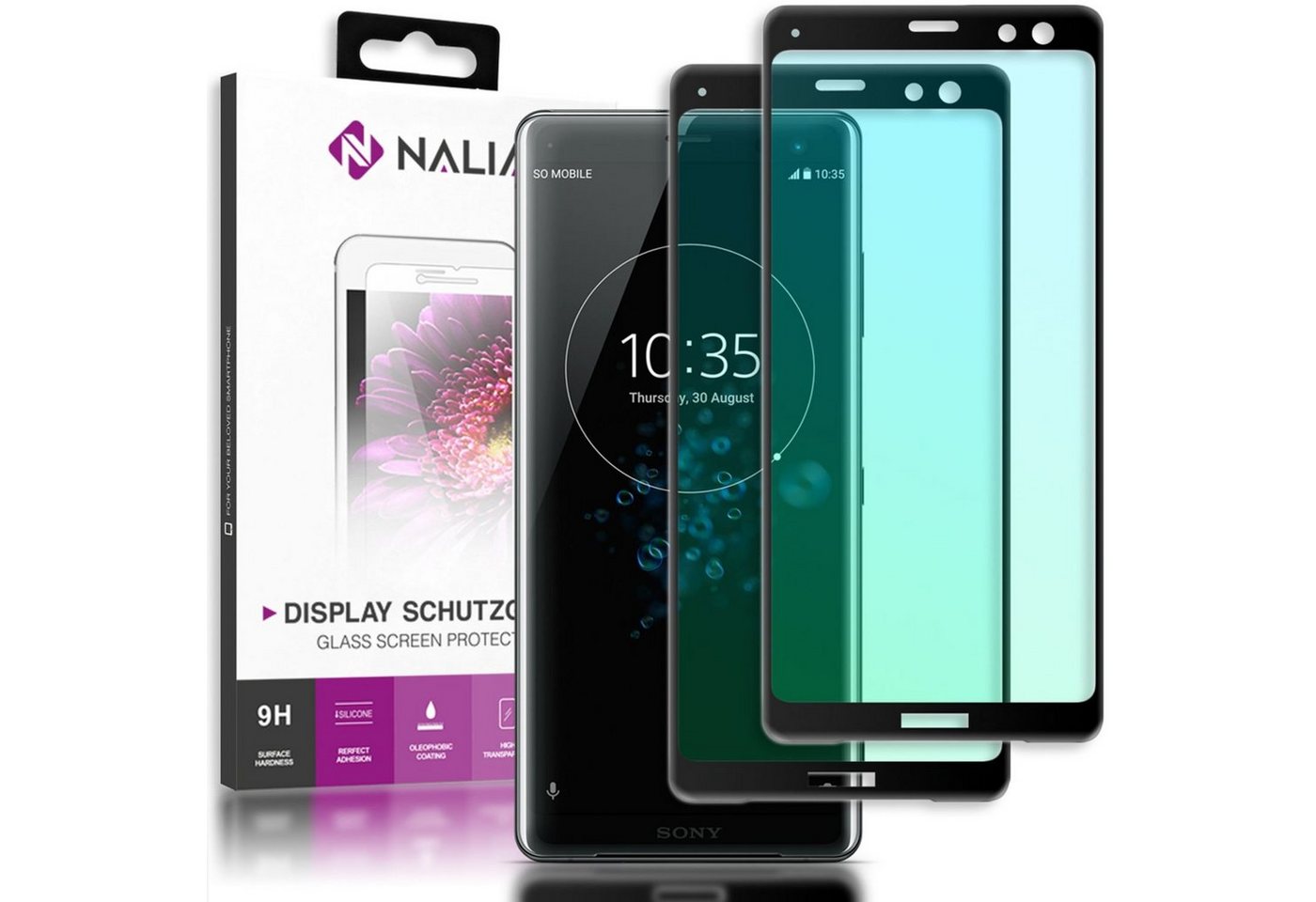 Nalia Schutzfolie Sony Xperia XZ3, (2-Pack) Schutzglas von Nalia