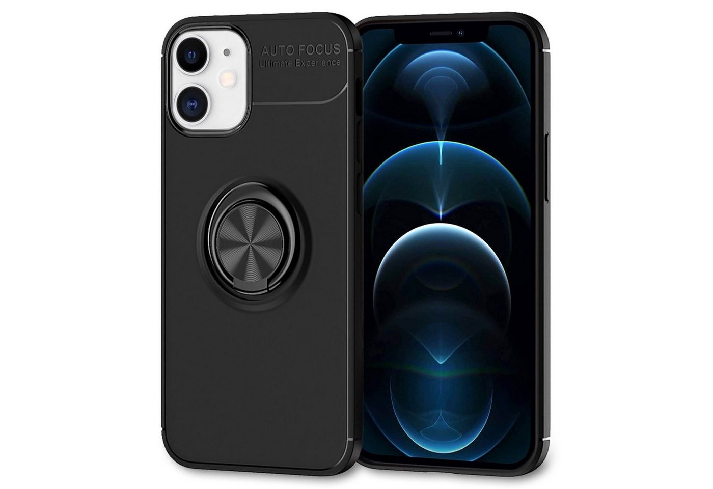 Nalia Smartphone-Hülle Apple iPhone 12 Apple iPhone 12 Pro, Matte Ring Silikon Hülle / 360 Grad Ring / Standfunktion / Rutschfest Nalia Smartphone-Hülle Apple iPhone 12 Apple iPhone 12 Pro, Matte Ring Silikon Hülle / 360 Grad Ring / Standfunktion / Rutschfest von Nalia