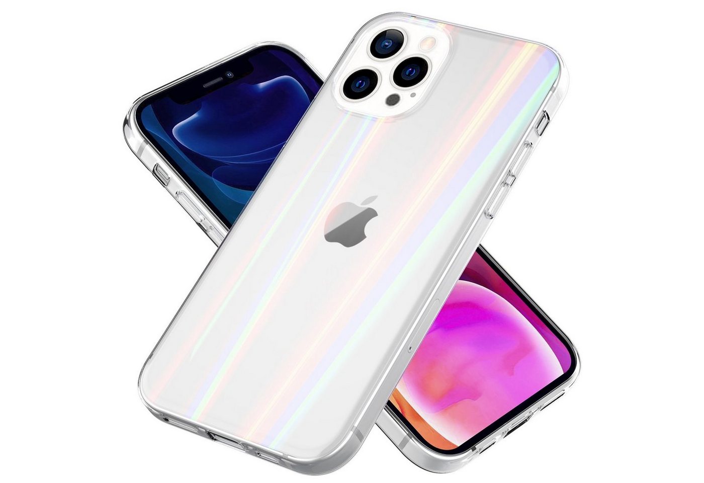 Nalia Smartphone-Hülle Apple iPhone 13 Pro Max, Klare Hartglas Hülle / Regenbogen Effekt / Bunt Glänzend / Kratzfest Nalia Smartphone-Hülle Apple iPhone 13 Pro Max, Klare Hartglas Hülle / Regenbogen Effekt / Bunt Glänzend / Kratzfest von Nalia