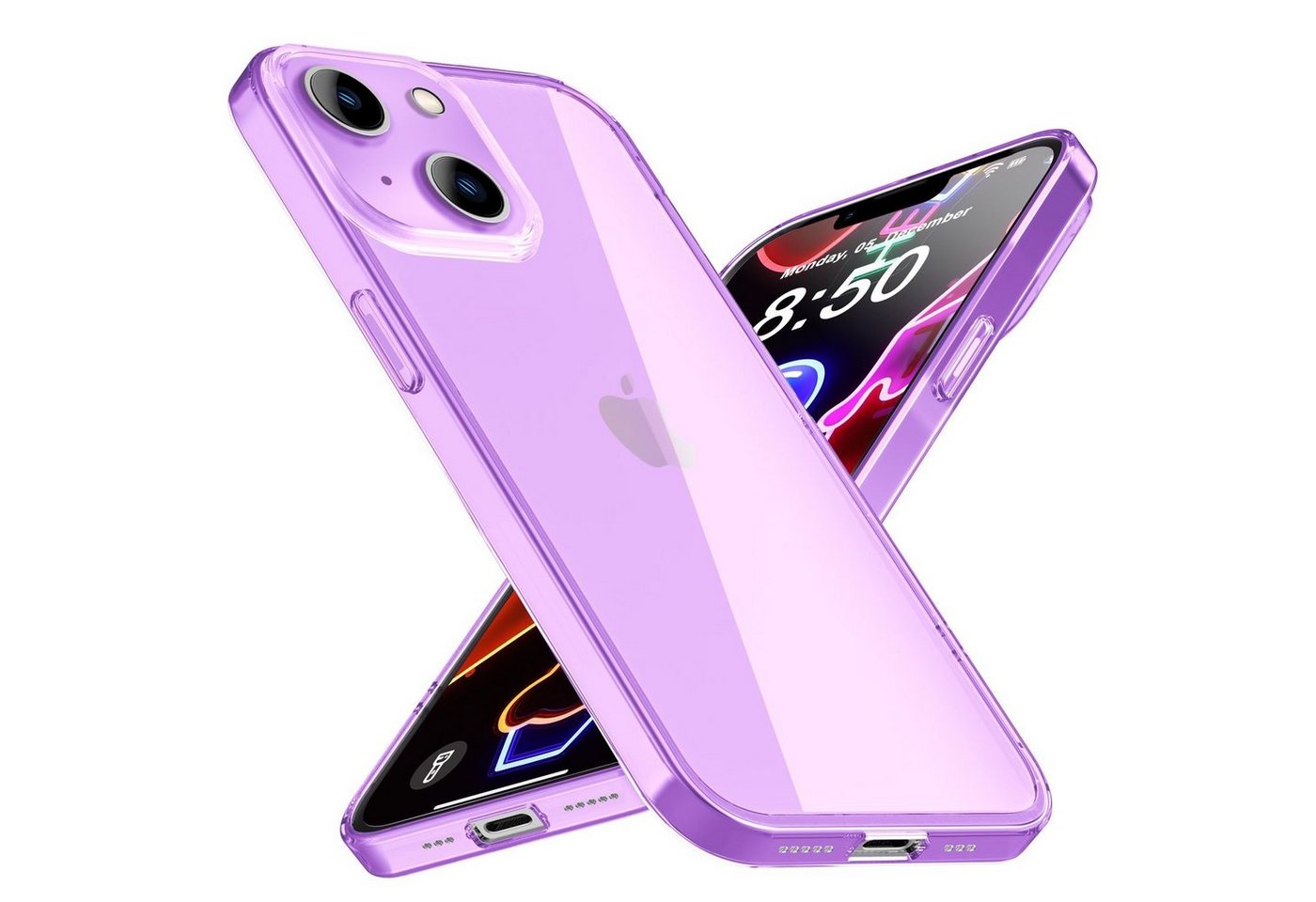 Nalia Smartphone-Hülle Apple iPhone 14, Klare Neon Silikon Hülle / Bunt Leuchtend / Durchsichtig / Flexibel von Nalia