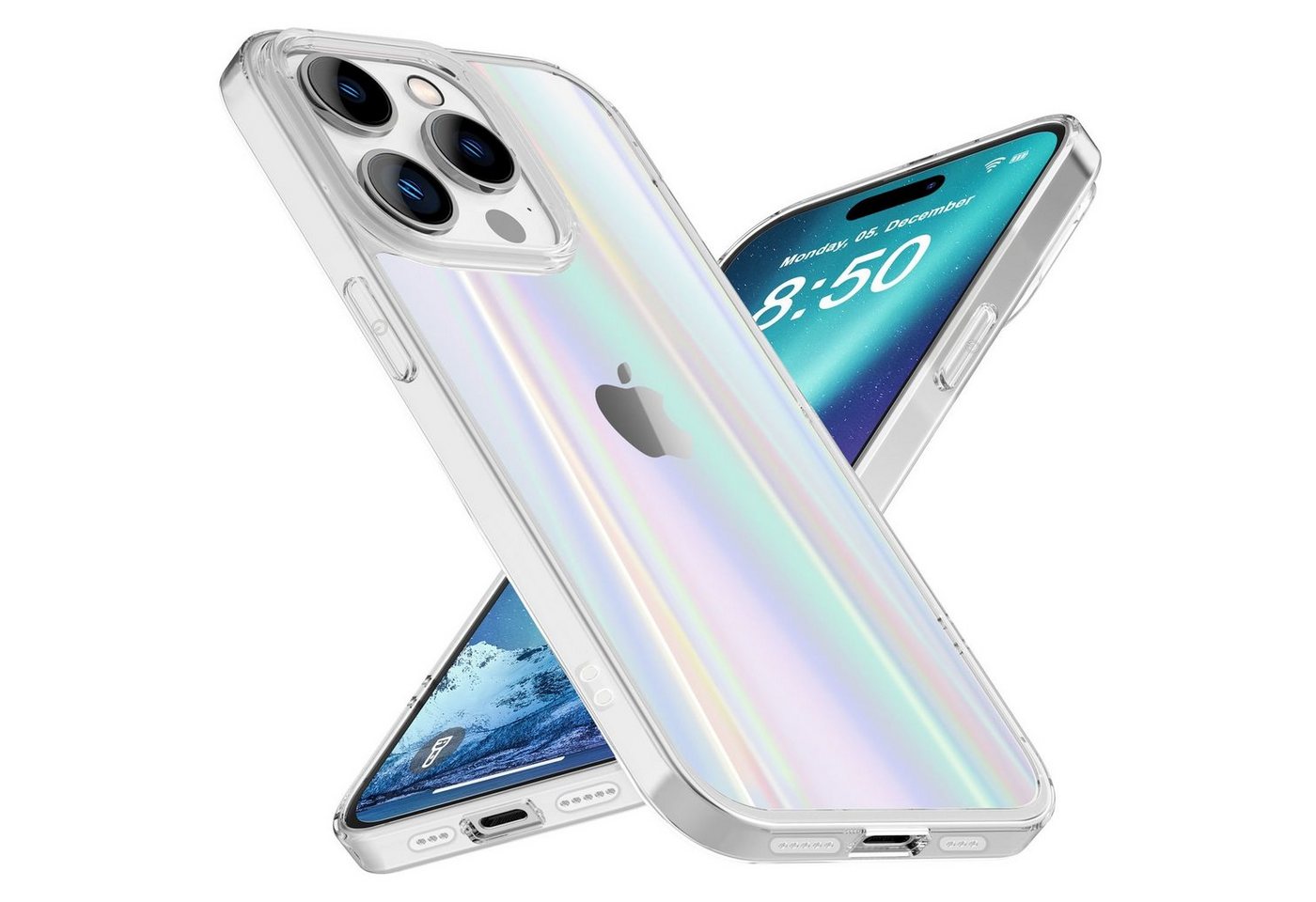 Nalia Smartphone-Hülle Apple iPhone 14 Pro Max, Klare Hartglas Hülle / Regenbogen Effekt / Bunt Glänzend / Kratzfest Nalia Smartphone-Hülle Apple iPhone 14 Pro Max, Klare Hartglas Hülle / Regenbogen Effekt / Bunt Glänzend / Kratzfest von Nalia