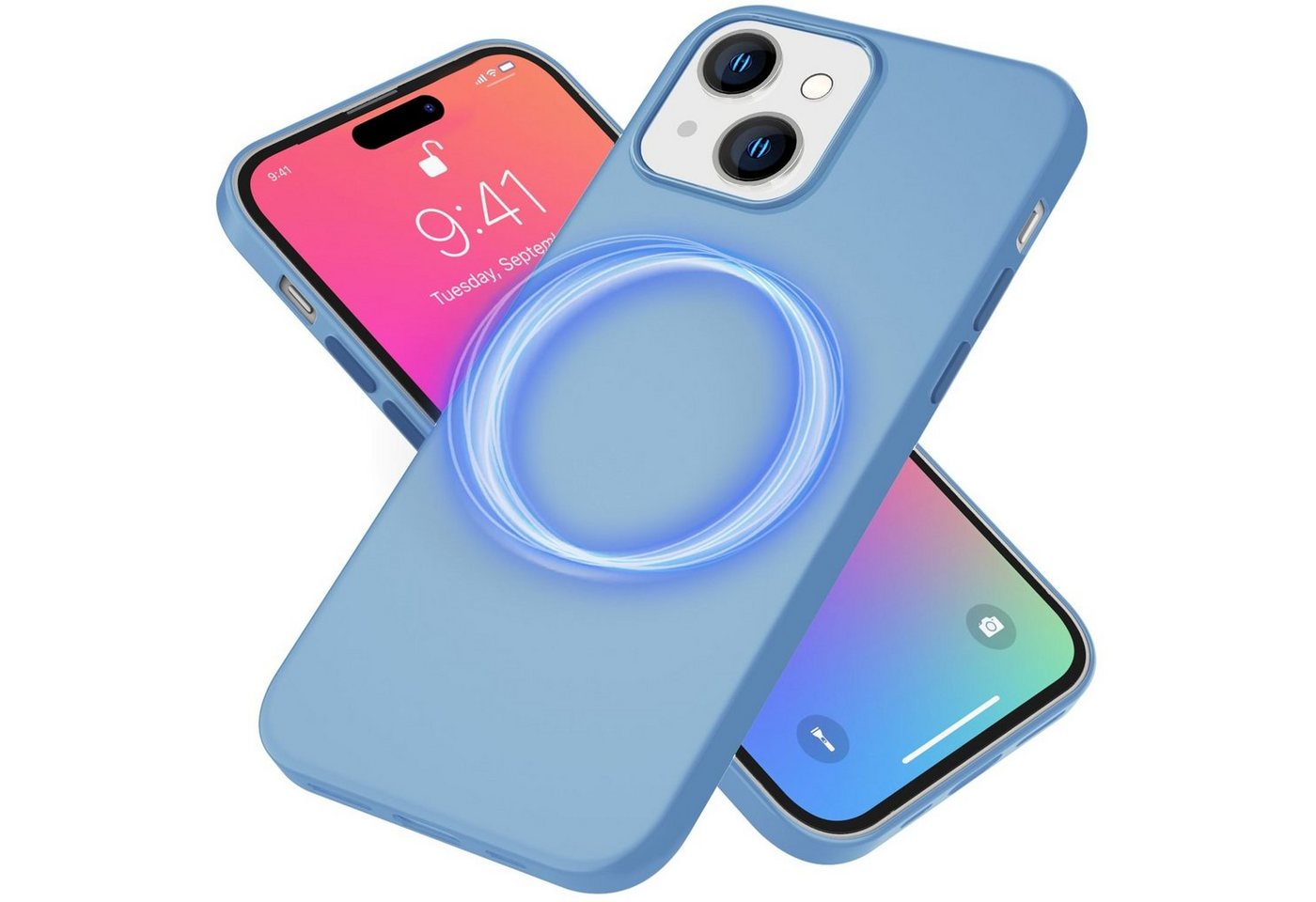 Nalia Smartphone-Hülle Apple iPhone 15 Plus, Liquid Silikon Hülle kompatibel mit MagSafe / Easy Clean Magnet Cover von Nalia