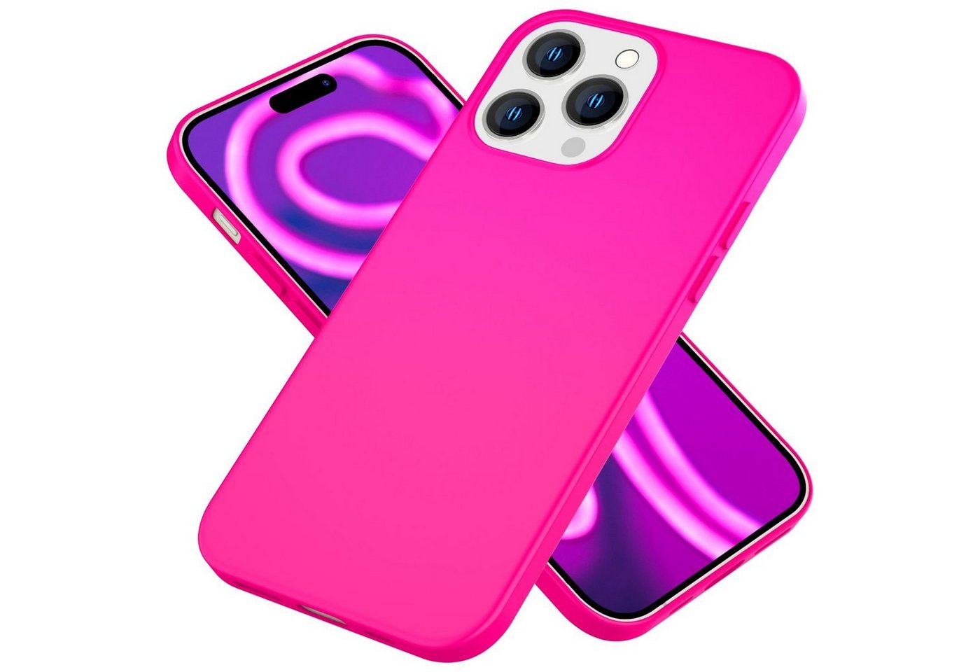 Nalia Smartphone-Hülle Apple iPhone 15 Pro, Neon Silikon Hülle / Bunte Farben / Slim Case / Anti-Fingerprint Cover von Nalia