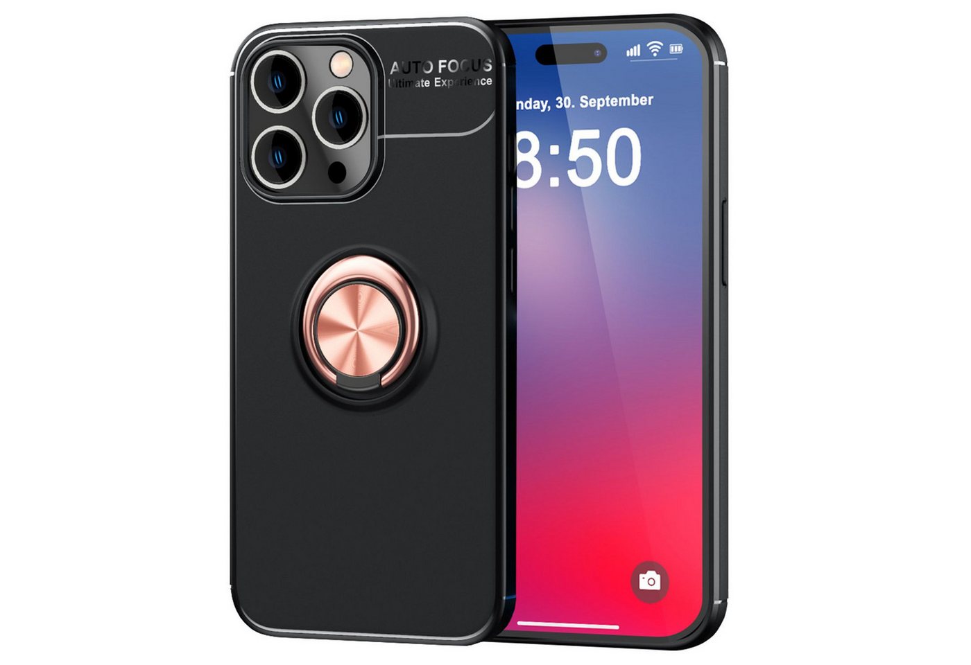 Nalia Smartphone-Hülle Apple iPhone 16 Pro, Hülle mit Ring / 360 Grad Fingerhalterung / Ständer / Silikon / Matt Nalia Smartphone-Hülle Apple iPhone 16 Pro, Hülle mit Ring / 360 Grad Fingerhalterung / Ständer / Silikon / Matt von Nalia