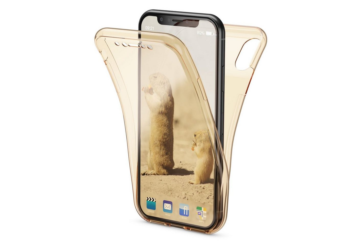 Nalia Smartphone-Hülle Apple iPhone X Apple iPhone XS, Transparente 360 Grad Silikon Hülle / Rundumschutz / Full Cover Etui von Nalia