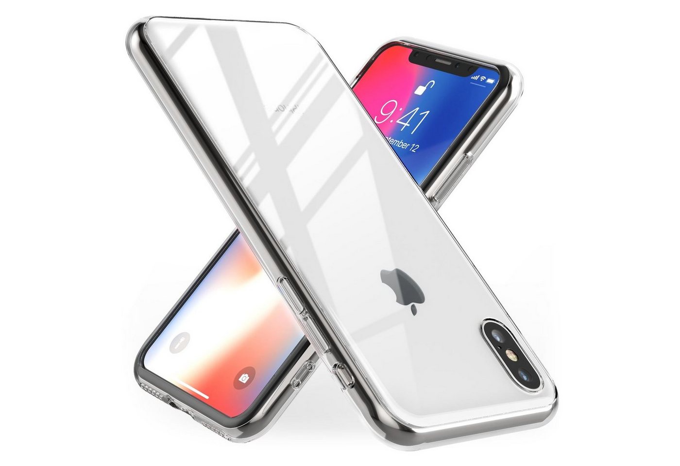 Nalia Smartphone-Hülle Apple iPhone X Apple iPhone XS, Klare Hartglas Hülle / Silikon Rahmen / Kratzfest / Transparent / Vergilbungsfrei / 9H Tempered Glass & Flexibler Bumper / Durchsichtiges Hardcase / Dünnes Clear Phone Cover / Anti-Gelb / Schutzhülle Case Etui Hardcover Handy-Tasche von Nalia