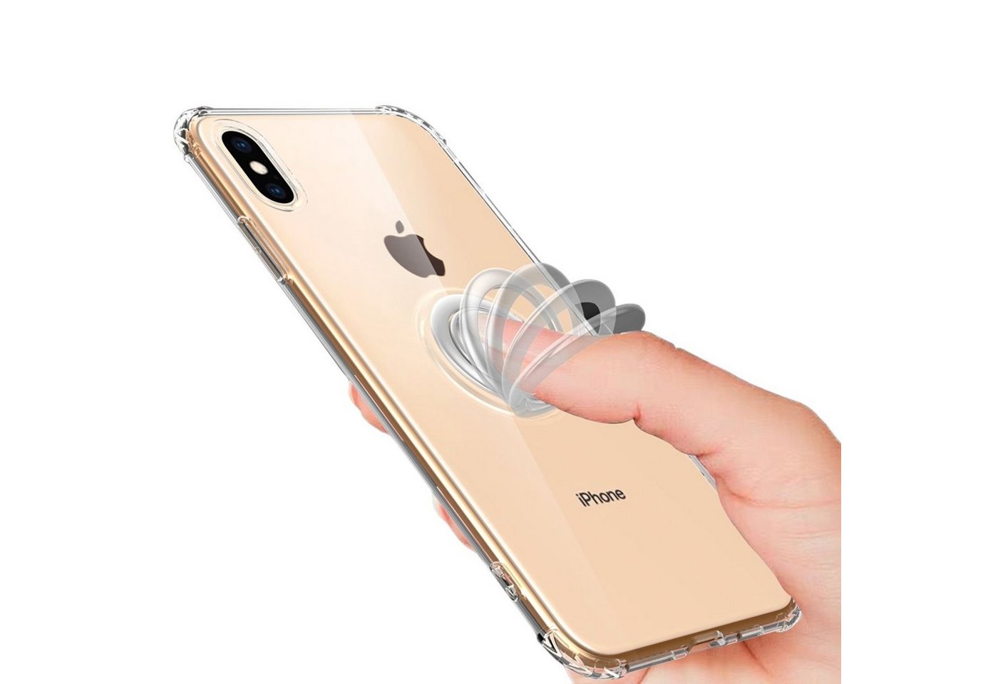 Nalia Smartphone-Hülle Apple iPhone XS Max, Klare Ring Silikon Hülle / Push-Funktion / Transparent Durchsichtig Nalia Smartphone-Hülle Apple iPhone XS Max, Klare Ring Silikon Hülle / Push-Funktion / Transparent Durchsichtig von Nalia