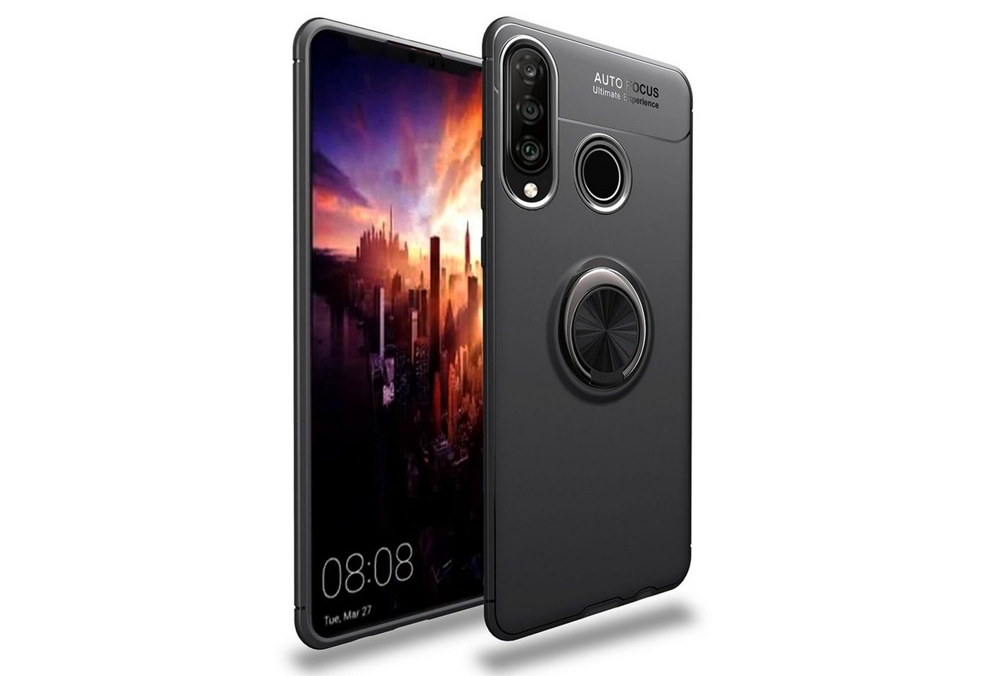 Nalia Smartphone-Hülle Huawei P30 Lite, Matte Silikon Hülle mit Ring / Drehbarer Fingerhalter / Standfunktion Nalia Smartphone-Hülle Huawei P30 Lite, Matte Silikon Hülle mit Ring / Drehbarer Fingerhalter / Standfunktion von Nalia