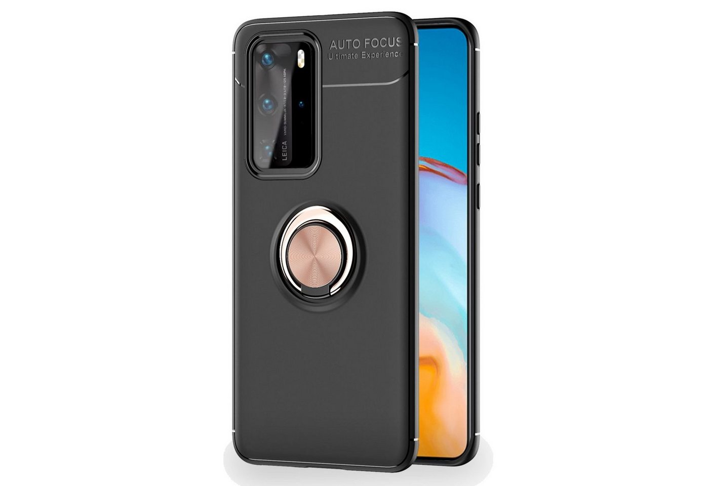 Nalia Smartphone-Hülle Huawei P40 Pro, Matte Silikon Hülle mit Ring / Drehbarer Fingerhalter / Standfunktion Nalia Smartphone-Hülle Huawei P40 Pro, Matte Silikon Hülle mit Ring / Drehbarer Fingerhalter / Standfunktion von Nalia