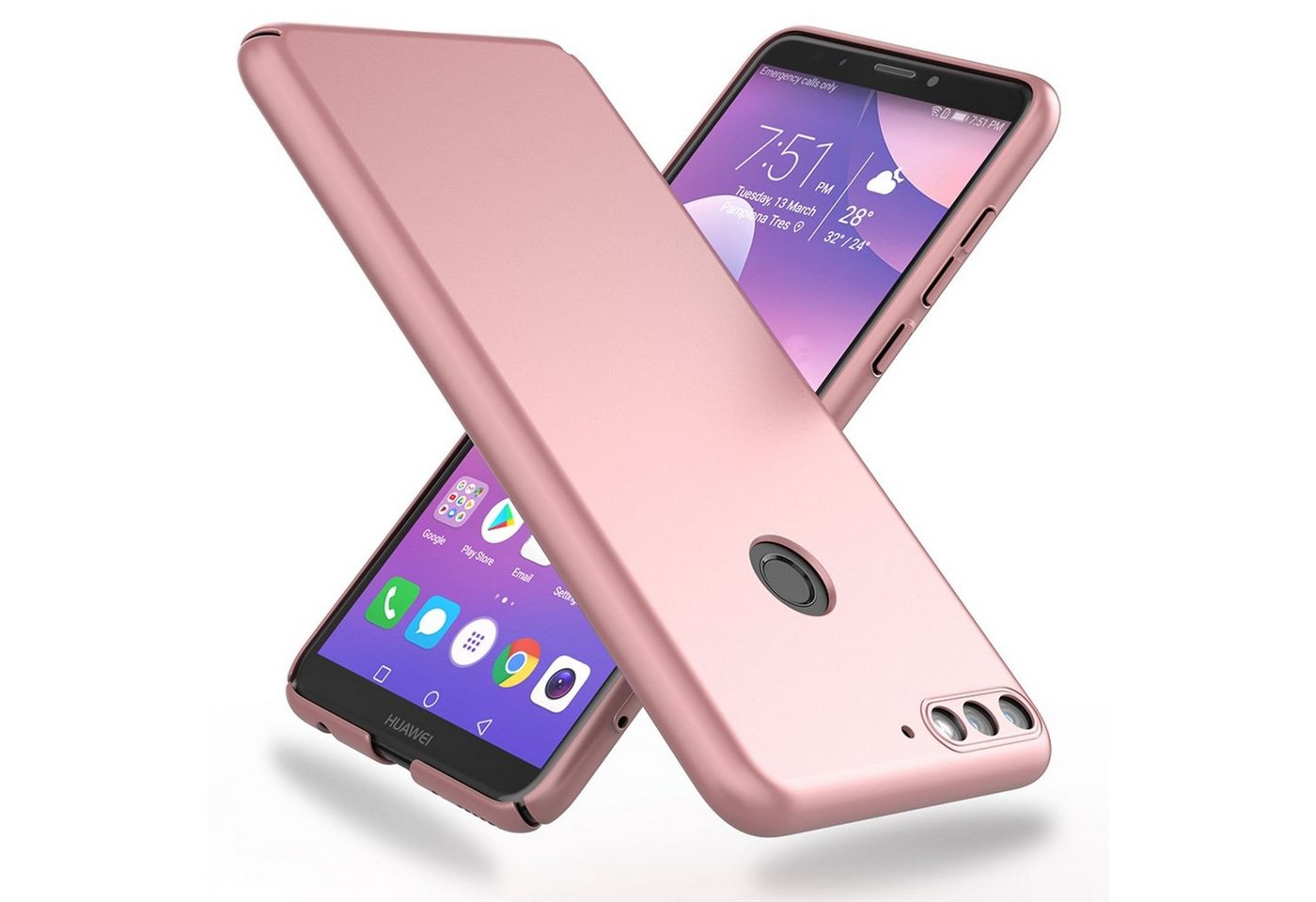 Nalia Smartphone-Hülle Huawei Y7 (2018), Ultra Dünne 0,5mm Hülle / Mattes Hardcase / Silk Touch / Extra Leicht von Nalia