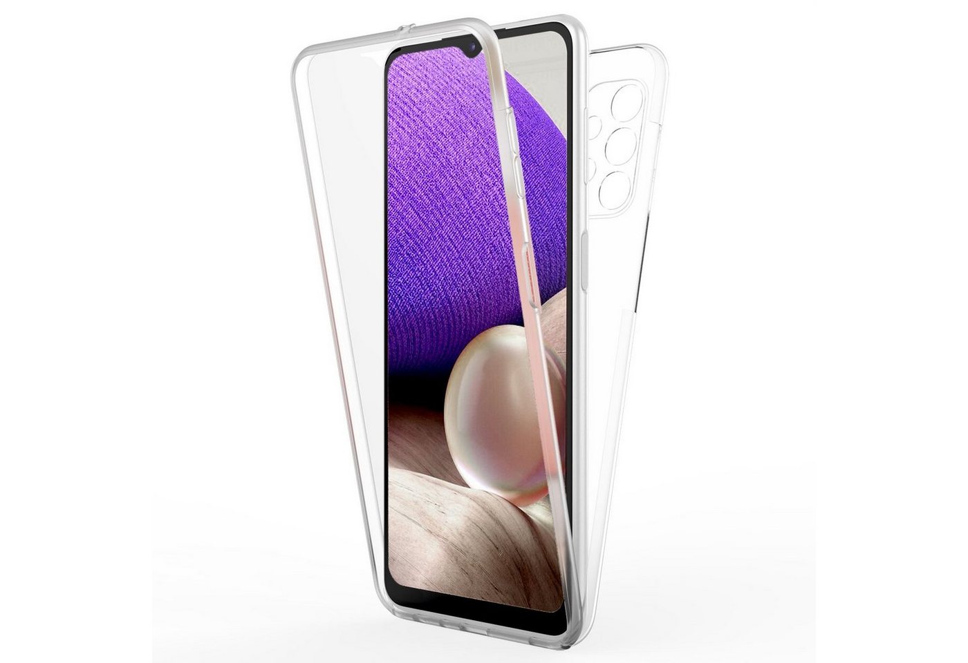 Nalia Smartphone-Hülle Samsung Galaxy A32 5G, Klare 360 Grad Silikon Hülle / Rundumschutz Vorder- und Rückseite / Schutzhülle Transparent / Vergilbungsfreies Case / Displayschutz Etui / Kratzfest / Durchsichtiges Komplettschutz Cover / Vorne & Hinten Schutz / Handy-Tasche Handyschale von Nalia