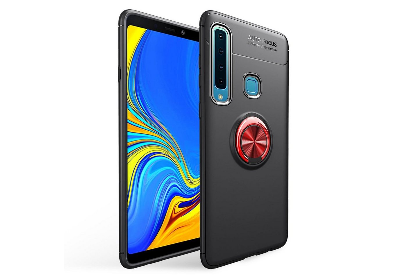 Nalia Smartphone-Hülle Samsung Galaxy A9 (2018), Matte Silikon Hülle mit Ring / Drehbarer Fingerhalter / Standfunktion von Nalia
