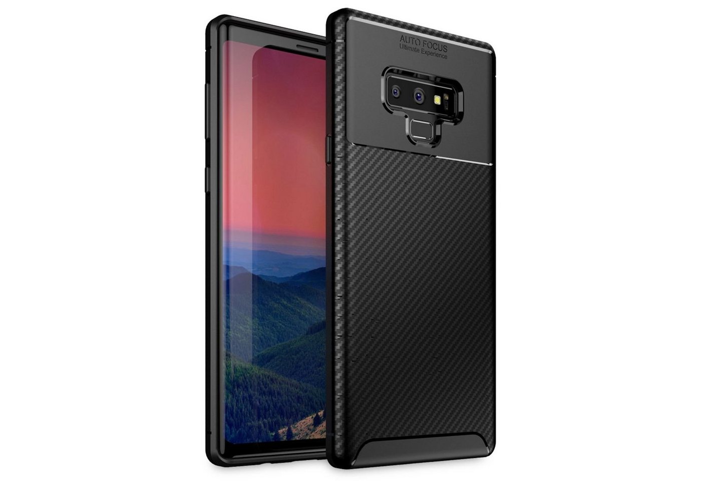 Nalia Smartphone-Hülle Samsung Galaxy Note 9, Carbon-Look Silikon Hülle / Matt-Schwarz / Anti-Fingerabdruck / Rutschfest Stoßfest Kratzfest / Karbon-Optik Schutzhülle / Slim Cover Soft Case Etui Handy-Tasche Backcover / Handy-Schale Backcase Handycover Handycase von Nalia