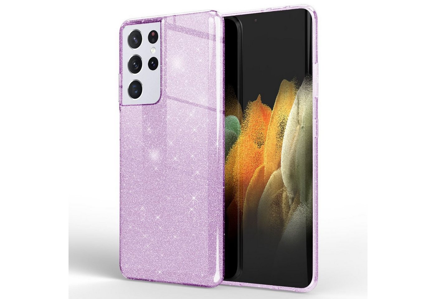 Nalia Smartphone-Hülle Samsung Galaxy S21 Ultra, Glitzer Silikon Hülle / Glänzender Hybrid Schutz / Stoßfest & Robust Nalia Smartphone-Hülle Samsung Galaxy S21 Ultra, Glitzer Silikon Hülle / Glänzender Hybrid Schutz / Stoßfest & Robust von Nalia