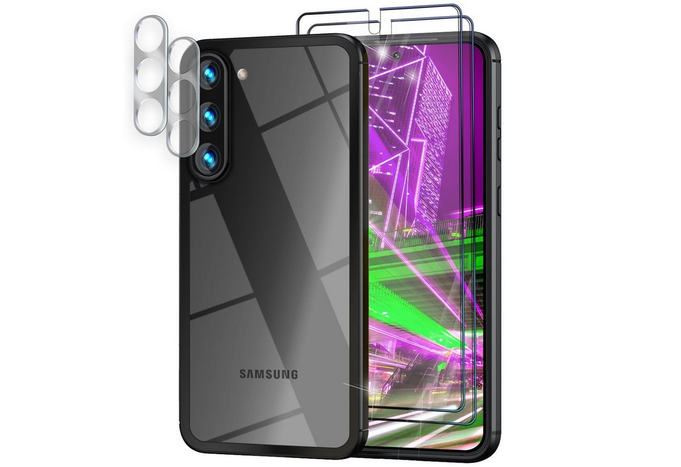 Nalia Smartphone-Hülle Samsung Galaxy S23, Klare Harte Hybrid Hülle / 2x Display- & Kameraschutz / Schutzrahmen Nalia Smartphone-Hülle Samsung Galaxy S23, Klare Harte Hybrid Hülle / 2x Display- & Kameraschutz / Schutzrahmen von Nalia