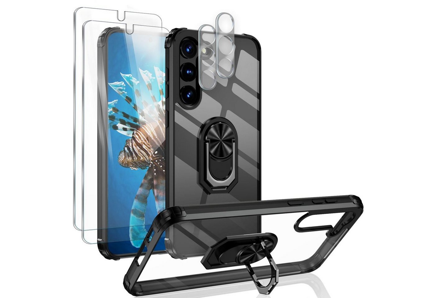 Nalia Smartphone-Hülle Samsung Galaxy S23 Plus, Klare Hybrid Ring Hülle / 2x Display- & Kameraschutz / Standfunktion Nalia Smartphone-Hülle Samsung Galaxy S23 Plus, Klare Hybrid Ring Hülle / 2x Display- & Kameraschutz / Standfunktion von Nalia