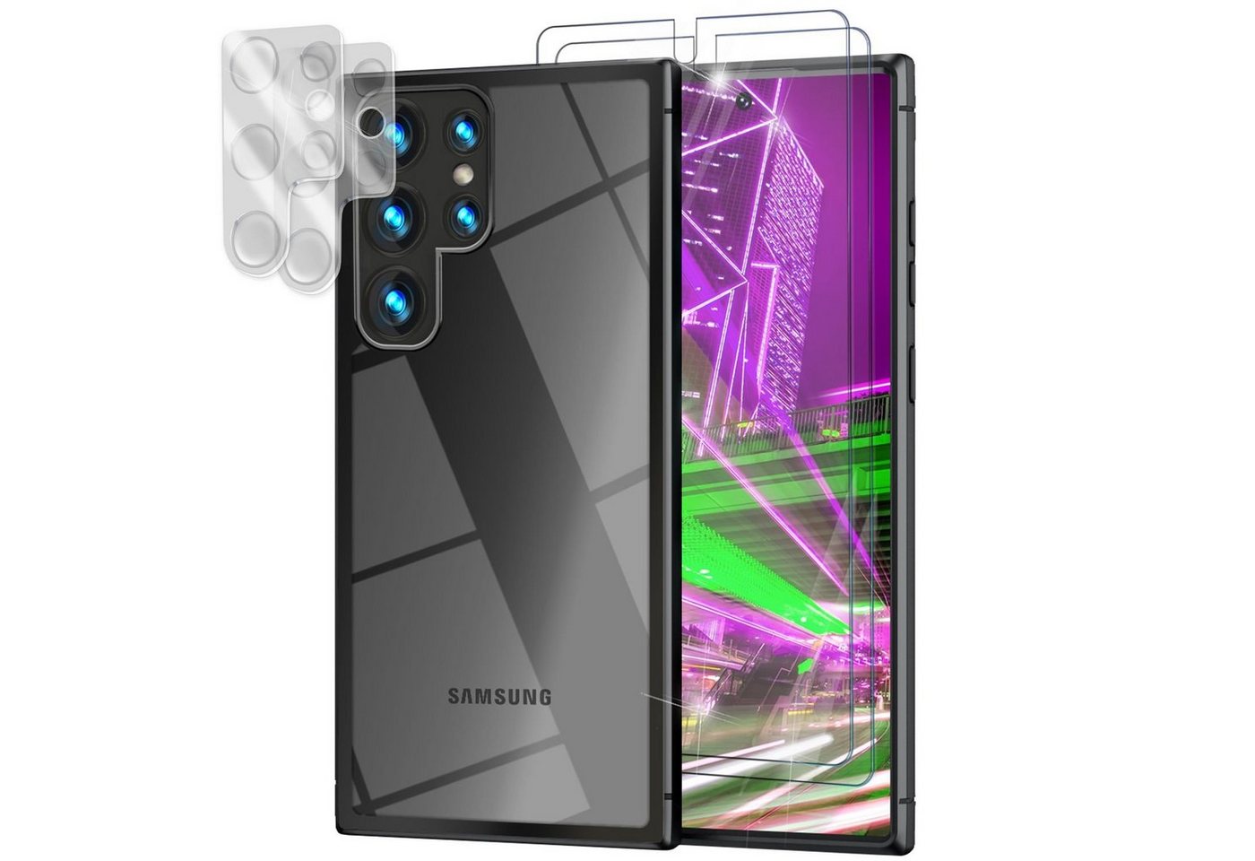 Nalia Smartphone-Hülle Samsung Galaxy S23 Ultra, Klare Harte Hybrid Hülle / 2x Display- & Kameraschutz / Schutzrahmen Nalia Smartphone-Hülle Samsung Galaxy S23 Ultra, Klare Harte Hybrid Hülle / 2x Display- & Kameraschutz / Schutzrahmen von Nalia
