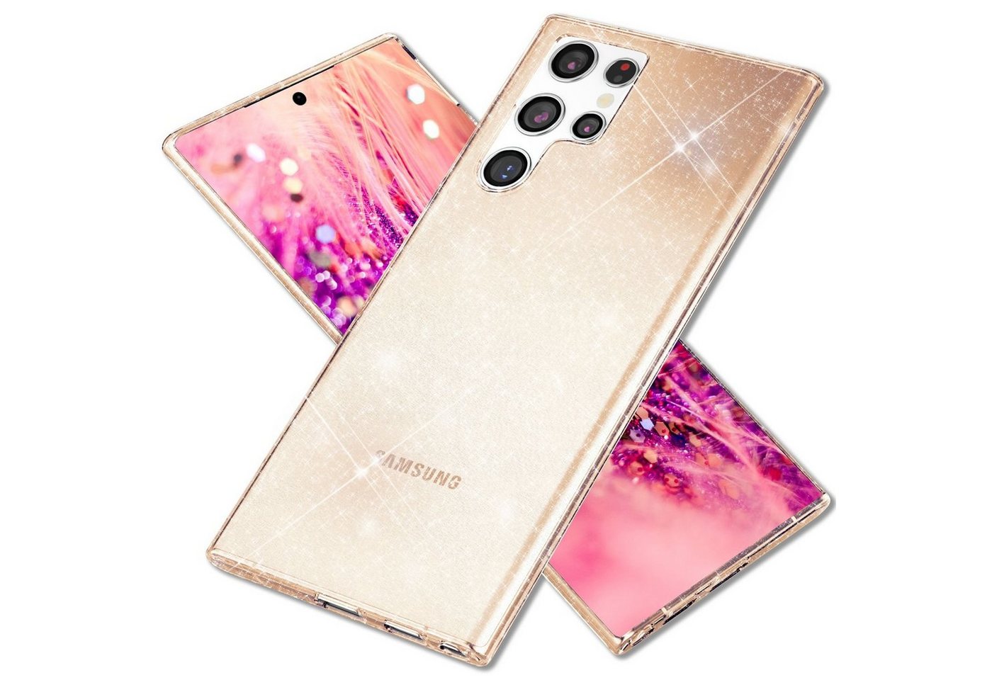 Nalia Smartphone-Hülle Samsung Galaxy S24 Ultra, Klare Glitzer Hülle / Silikon Transparent / Glitter Cover / Bling Case von Nalia