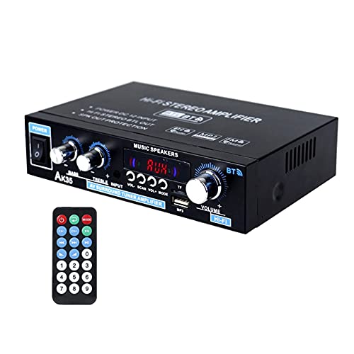 Bluetooth 5.0 Verstärker Mini, HiFi-Verstärker, Digitaler Audio-Receiver AMP Endstufe mit USB TF Steckplatz MP3 Player FM Radio LCD-Display mit Fernbedienung 2-Kanal 200W von NamYoprce