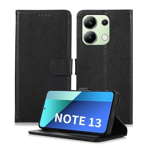 Namenand Handyhülle für Xiaomi Redmi Note 13 4G Hülle, Premium Lederhülle Klappbar Flip Wallet Kartenfach Standfunktion Case Klapphülle Schutzhülle für Xiaomi Redmi Note 13 4G (6.67") - Schwarz von Namenand