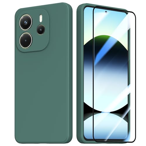 Namenand Hülle für Xiaomi Redmi Note 14 4G HandyHülle, mit Stück Schutzfolie, Ultradünnes Weiches TPU Silikon Stoßfest Schutzhülle für Xiaomi Redmi Note 14 4G Case Cover (6.67")-Dunkelgrün von Namenand