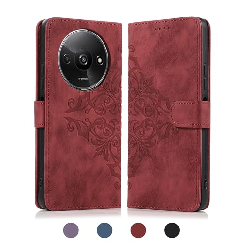 Namenand Lederhülle für Xiaomi Redmi A3 4G Hülle, Flip Wallet Handyhülle PU Leder Tasche, 3 Kartenfächer Standfunktion Eleganter Prägung Schutzhülle Ledertasche für Xiaomi Redmi A3 4G, Rot Namenand Lederhülle für Xiaomi Redmi A3 4G Hülle, Flip Wallet Handyhülle PU Leder Tasche, 3 Kartenfächer Standfunktion Eleganter Prägung Schutzhülle Ledertasche für Xiaomi Redmi A3 4G, Rot von Namenand