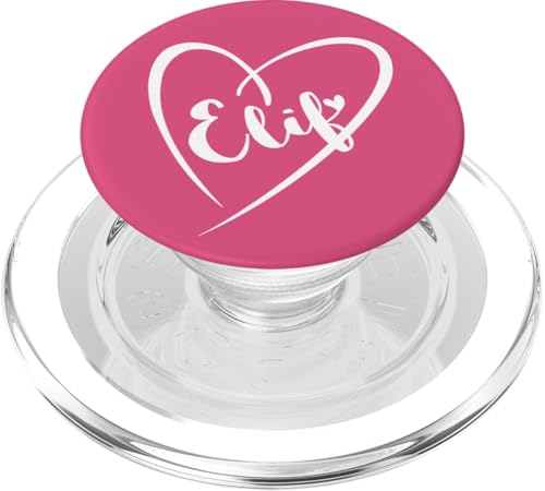 Elif Name Vorname Kalligrafie Herz Zeichnung Weiß PopSockets PopGrip für MagSafe von Namensgeschenke Kalligrafie Herz