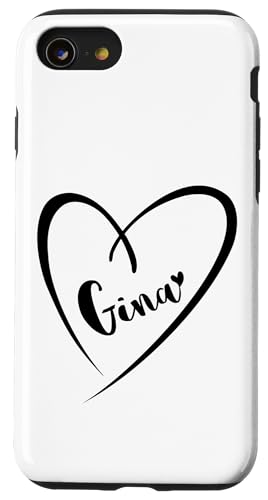 Gina Name Vorname Kalligrafie Herz Zeichnung Schwarz Hülle für iPhone SE (2020) / 7 / 8 von Namensgeschenke Kalligrafie Herz