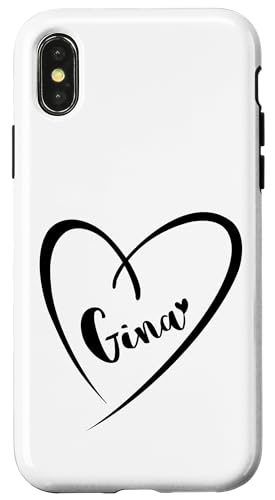 Gina Name Vorname Kalligrafie Herz Zeichnung Schwarz Hülle für iPhone X/XS Gina Name Vorname Kalligrafie Herz Zeichnung Schwarz Hülle für iPhone X/XS von Namensgeschenke Kalligrafie Herz