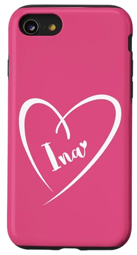Ina Name Vorname Kalligrafie Herz Zeichnung Weiß Hülle für iPhone SE (2020) / 7 / 8 von Namensgeschenke Kalligrafie Herz