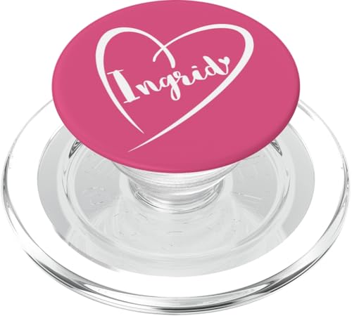 Ingrid Name Vorname Kalligrafie Herz Zeichnung Weiß PopSockets PopGrip für MagSafe von Namensgeschenke Kalligrafie Herz