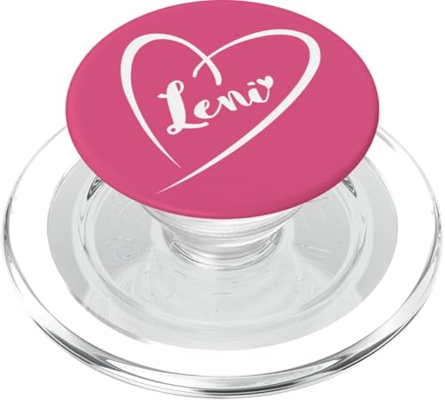 Leni Name Vorname Kalligrafie Herz Zeichnung Weiß PopSockets PopGrip für MagSafe von Namensgeschenke Kalligrafie Herz