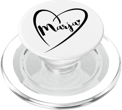 Marja Name Vorname Kalligrafie Herz Zeichnung Schwarz PopSockets PopGrip für MagSafe von Namensgeschenke Kalligrafie Herz