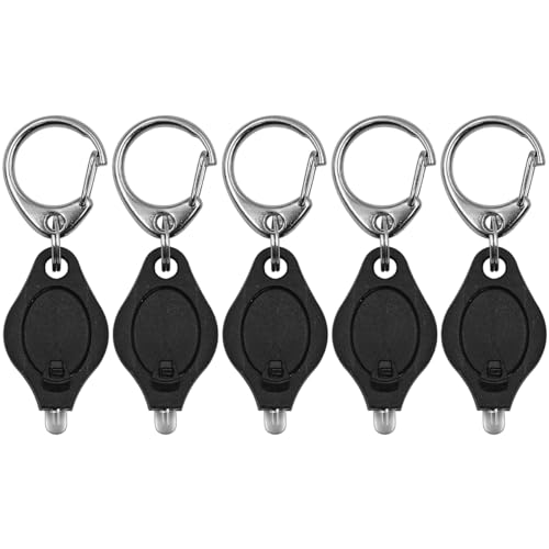 Namvo 6er-Pack Mini-LED-Taschenlampen-Schlüsselanhänger, ultrahelle Schlüsselanhänger-Licht-Taschenlampe mit Federkarabiner (schwarz) von Namvo