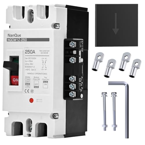 DC Circuit Breaker MCCB add Shunt release Auxiliary Contact Module Combination DC24V 48V Remote Control Cut Off Solar Panel Battery Power Protector BMS Charging Singal Controller (250A) von NanQue