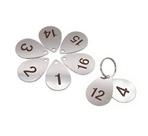 NanTun 304 Edelstahl Tropfenform Schlüsselanhänger mit Ring, 10 Stück, Laser-Zahlen-ID-Tags, Schlüsselanhänger, nummerierte Schlüsselringe – 1 bis 10 von NanTun
