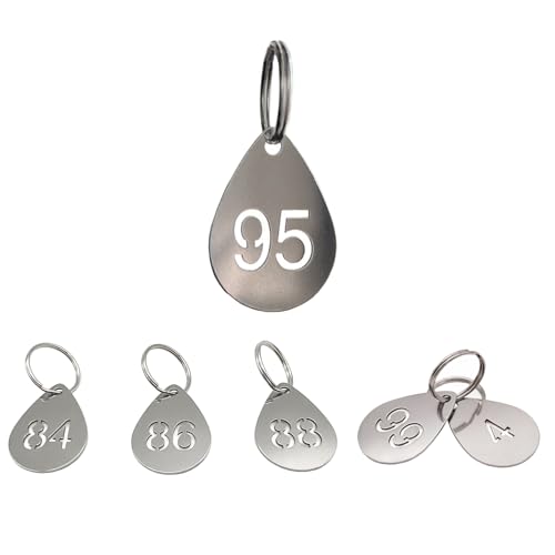 NanTun Edelstahl nummerierte Schlüsselanhänger Tropfenform mit langlebigen Metall-ID-Tags mit Schlüsselringen für Organisation - Zahlen 1 bis 60 NanTun Edelstahl nummerierte Schlüsselanhänger Tropfenform mit langlebigen Metall-ID-Tags mit Schlüsselringen für Organisation - Zahlen 1 bis 60 von NanTun