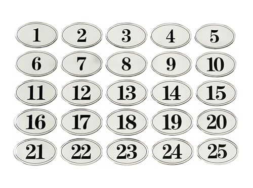 NanTun Ovale Tischnummer, Aufbewahrungsschränke, Zahlen, Kneipen, Restaurants, Clubs, Tags – Silber 1–25 von NanTun