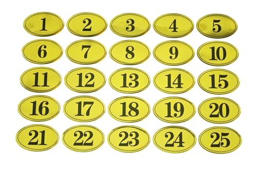 NanTun Ovale Tischnummern für Schränke, Kneipen, Restaurants, Clubs, Tags – goldfarben 1–25 von NanTun