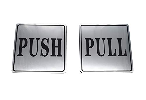 NanTun Quadratisches selbstklebendes Push Pull Door Zeichen mit doppelseitigem Kleber - Silber 1 Paar von NanTun