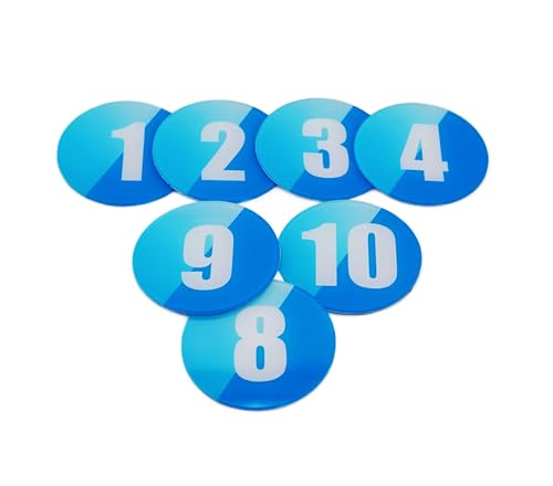 NanTun Runde Tischnummern aus Acryl 60 mm für Schränke (1–10) Kneipen Restaurants Clubs Blau 1 bis 10 von NanTun