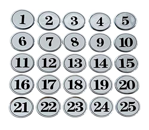 NanTun Runder Tisch Nummer Lagerung Schließfach Schrank Zahlen Pubs Restaurants Clubs Tags- Silber 1-25 von NanTun